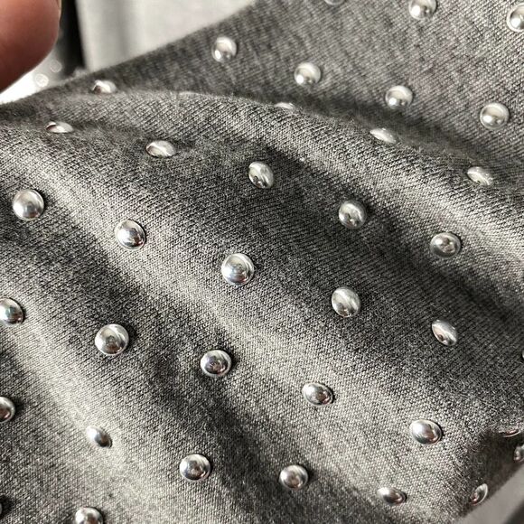 Wallflower Long Sleeve Studded Tee Top Gray XL Beaded Silver Night Out Party - Picture 5 of 9